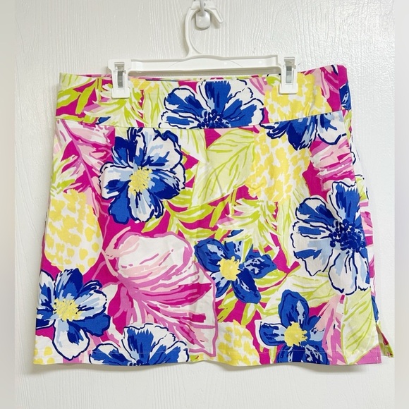 Rafaella Tummy Control Pull On Stretch Skort Skirt Pink Blue Yellow Floral XL - Picture 7 of 10